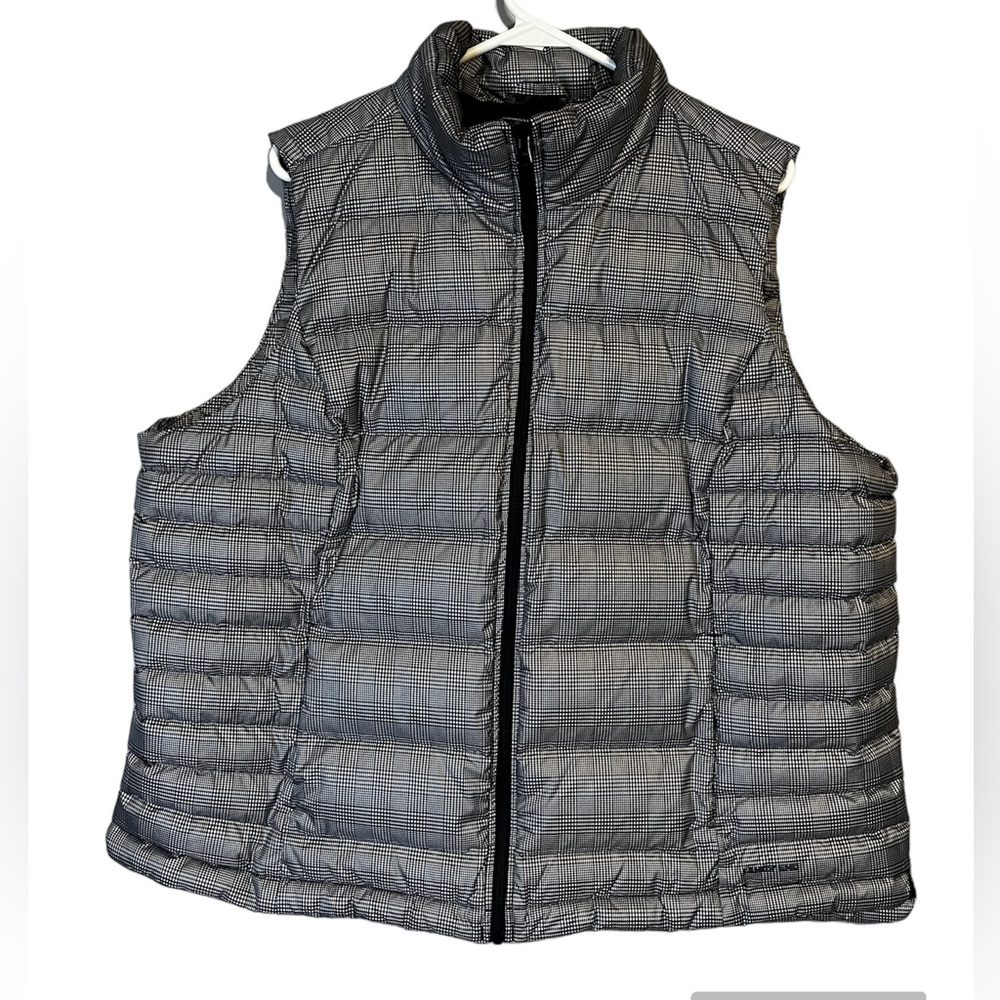 Lands End Plaid Feather Down Puff Vest